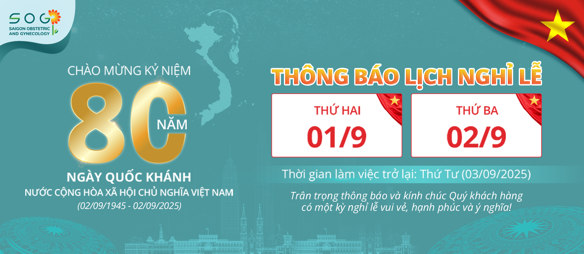 THÔNG BÁO NGHỈ LỄ 2/9/2025
